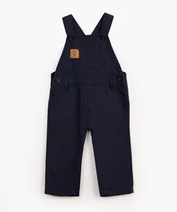 jardineira de sarja infantil com bolsos azul marinho 18-24