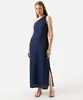 vestido longo feminino de laise ombro único azul G