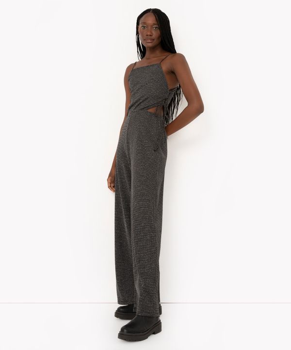 macacão de lurex cut out alça fina preto M