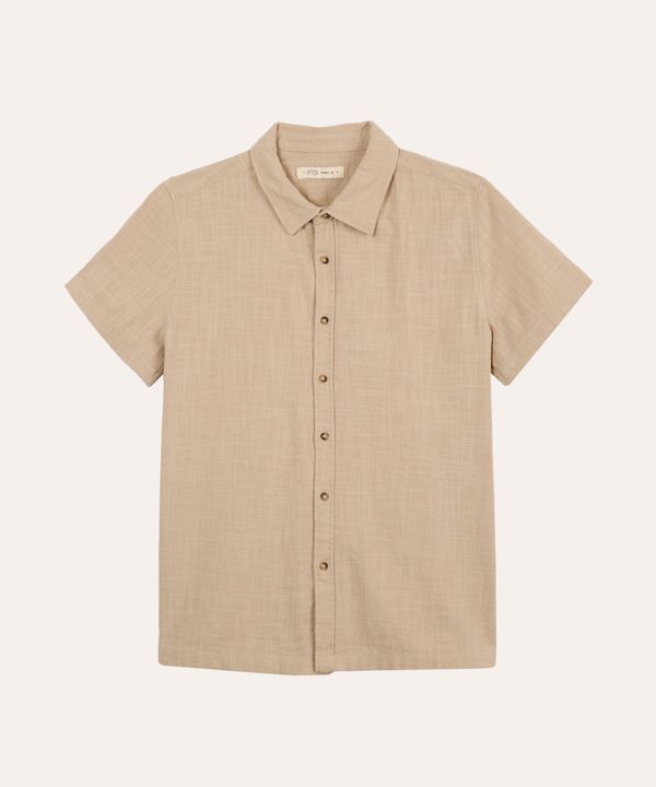 camisa de algodão juvenil texturizada bege 14