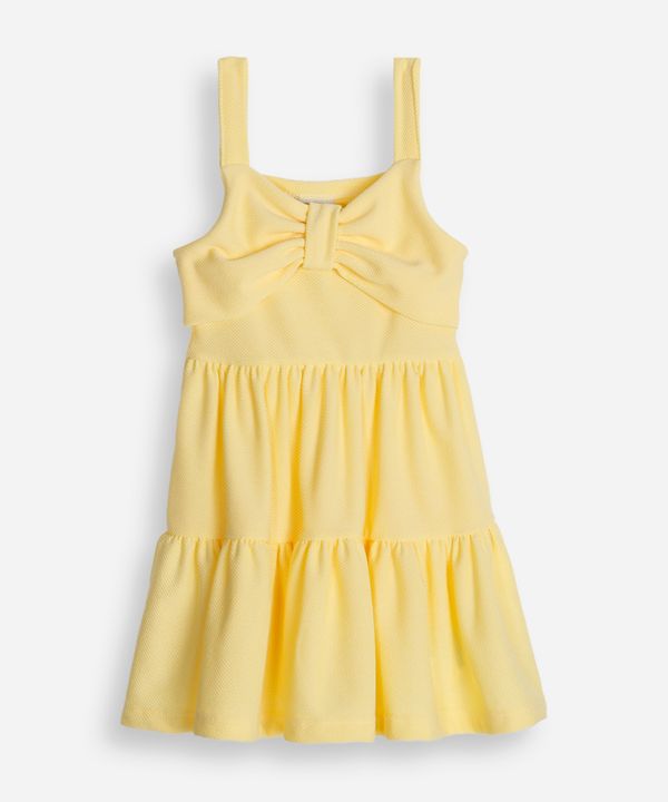 vestido marias infantil com laço texturizado amarelo 5