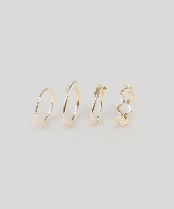 Kit de 4 Anéis Femininos "Love" Dourado G