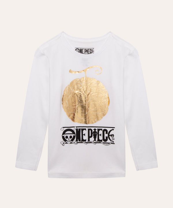 blusa infantil de algodão manga longa one piece branco 6