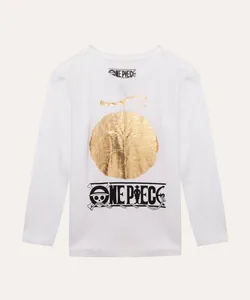 blusa infantil de algodão manga longa one piece branco 10