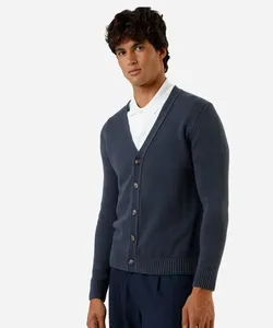 cardigan masculino de tricot azul M