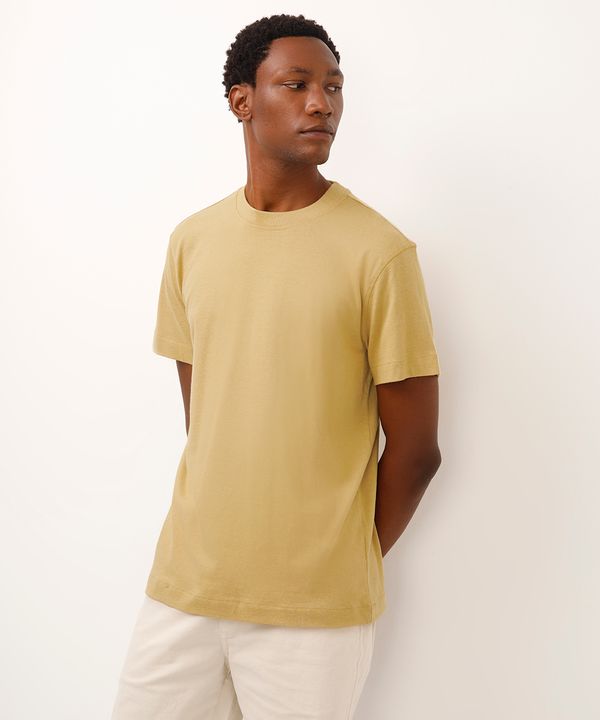 camiseta comfort com linho verde P