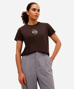 camiseta feminina de algodão rata de academia marrom P
