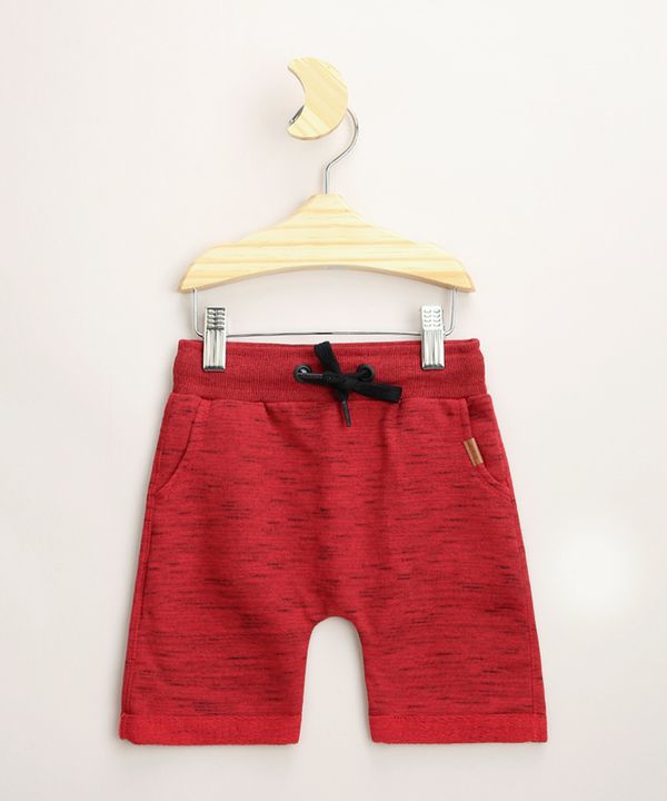 Bermuda de Moletom Infantil Básica com Cordão e Bolsos Vermelha 4