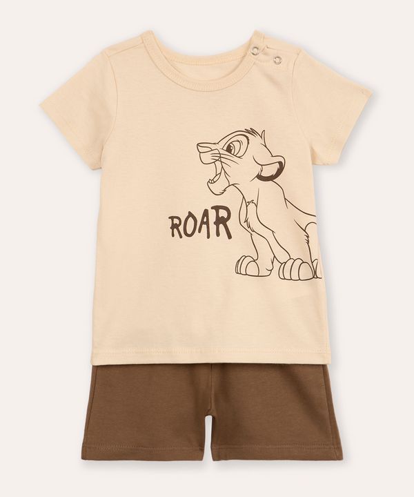 conjunto infantil curto simba bege 6-9