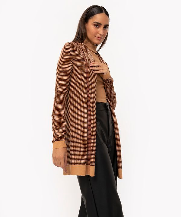 cardigan longo de tricô caramelo GG