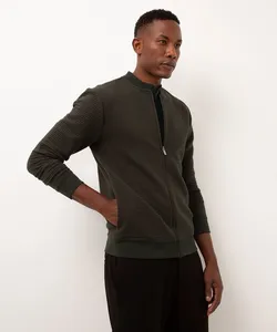 cardigan de moletom canelado verde escuro M