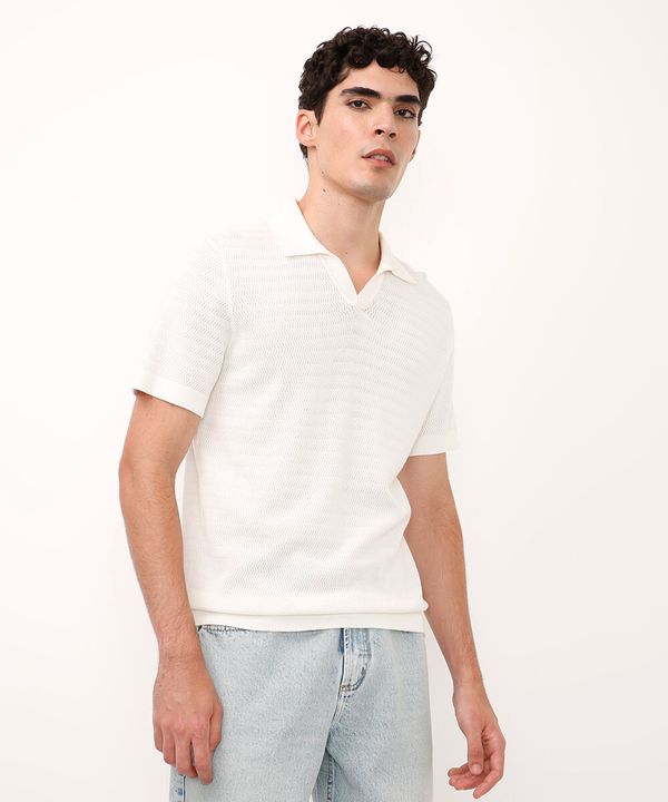 polo de tricot manga curta off white M