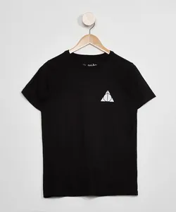 Camiseta Juvenil Manga Curta Harry Potter Relíquias da Morte Preta 14
