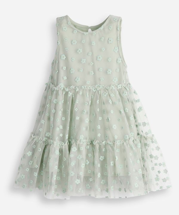 vestido infantil de tule floral verde 5