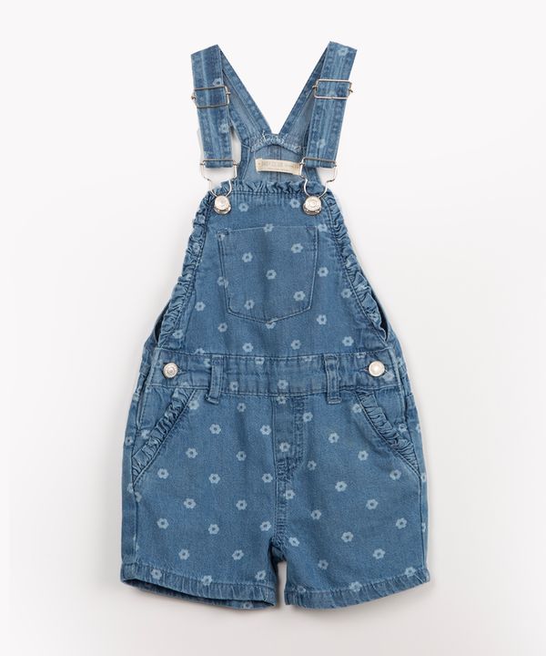 jardineira infantil jeans floral azul médio 2