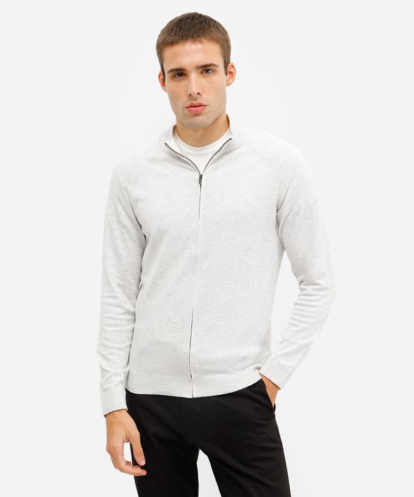 suéter masculino de tricot com zíper cinza P