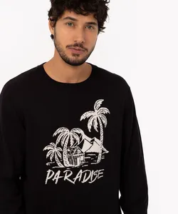 suéter de tricot manga longa paradise preto GG