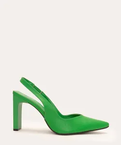 scarpin bico fino salto alto oneself verde 38