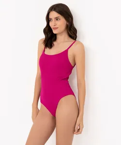 maio regata de poliamida com textura e bojo removível proteção uv rosa escuro GG