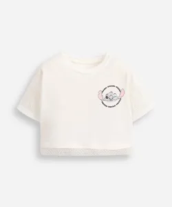 camiseta de algodão infantil com telinha stitch - off white 8