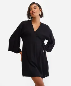 vestido feminino saída de praia de viscose - preto P