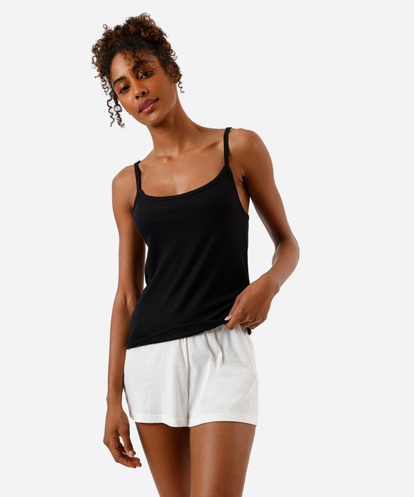 regata de pijama feminina avulsa canelada preta PP