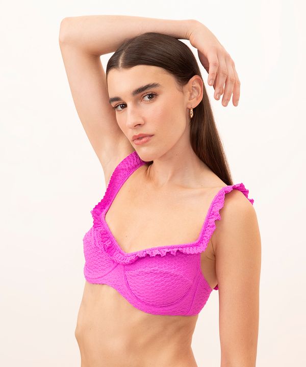 biquíni top faixa franzido mindset com proteção uv50 rosa P