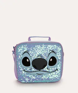 lancheira térmica stitch com paetês azul UNICO