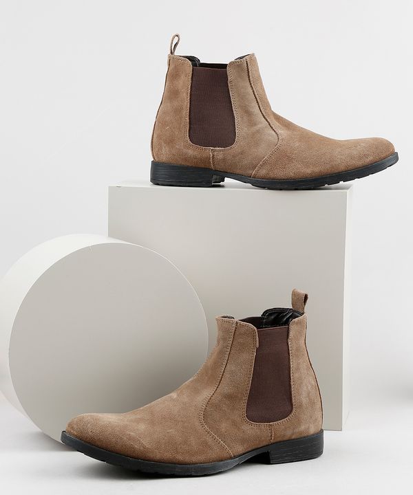 Bota Masculina Oneself Chelsea em Suede Caramelo 39