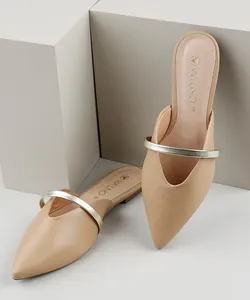 Mule Feminino Via Uno Bico Fino com Tira Bege 39