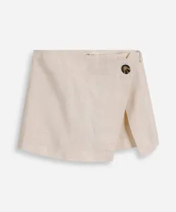 short saia infantil com linho bege 10
