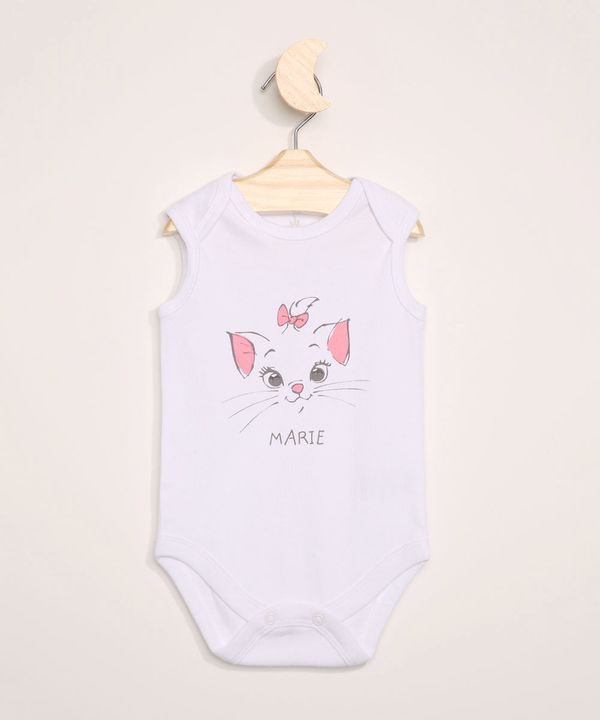 Body Infantil Gatinha Marie Sem Manga Branco 0-3