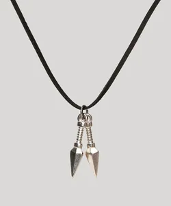 Colar Masculino Cordão com Lanças Preto Único