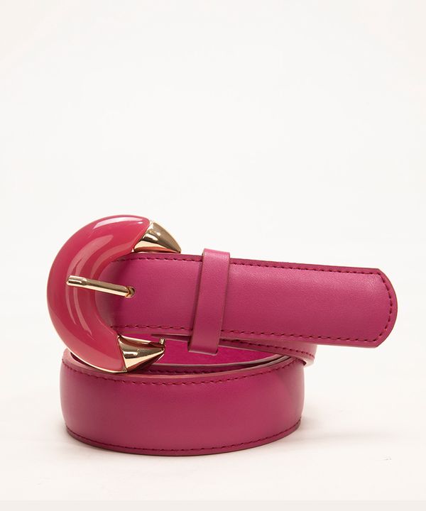 cinto com fivela de metal trabalhada rosa 100CM