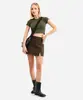 short saia feminino de sarja com fenda verde 44