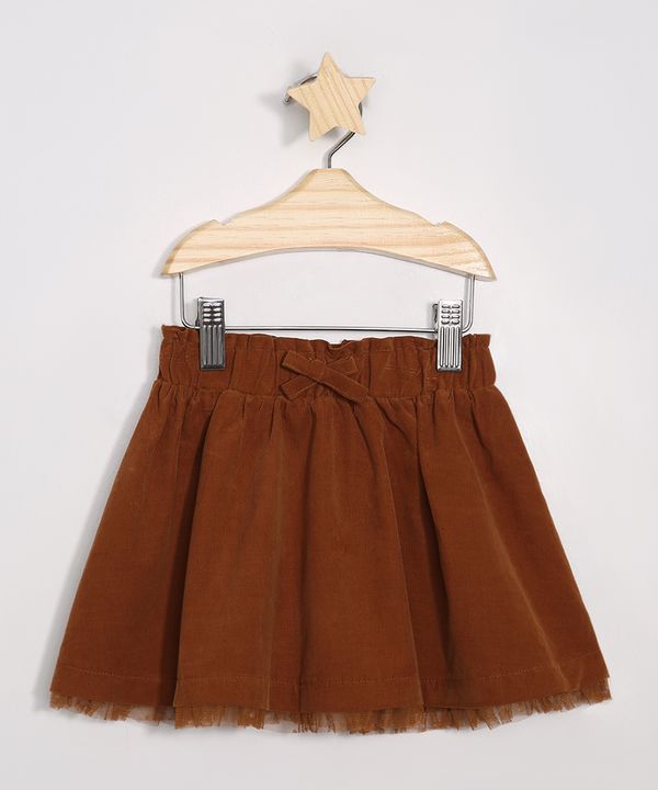 Saia Infantil de Veludo com Tule Caramelo 1
