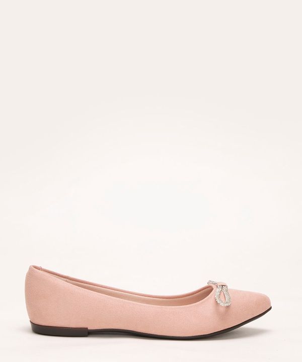sapatilha bico fino laço de strass moleca rosa 38