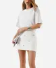 minissaia feminina com viscose e brilhos off white 42