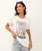 camiseta de algodão manga curta snoopy metalizada off white G