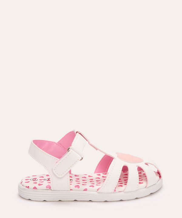 sandália infantil coração com velcro branco 25