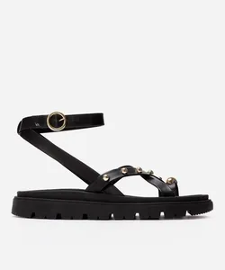 rasteirinha flatform com tiras e tachas preta 34