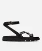 rasteirinha flatform com tiras e tachas preta 38