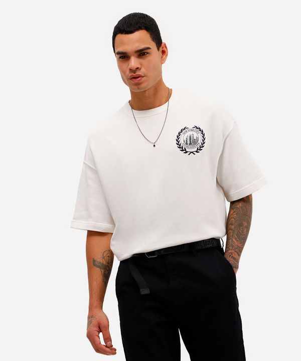camiseta oversized masculina de moletom sem felpa east village off white G