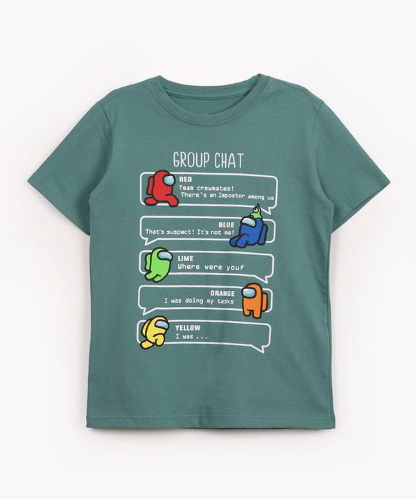 camiseta infantil de algodão among us manga curta verde médio 4