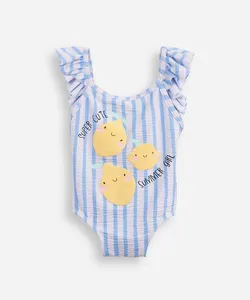 maiô infantil com babado e listrado off white 4