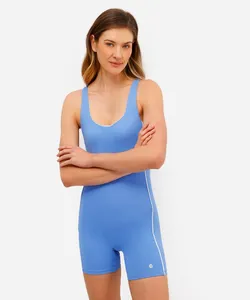macaquinho feminino esportivo de poliamida com nervura azul GG