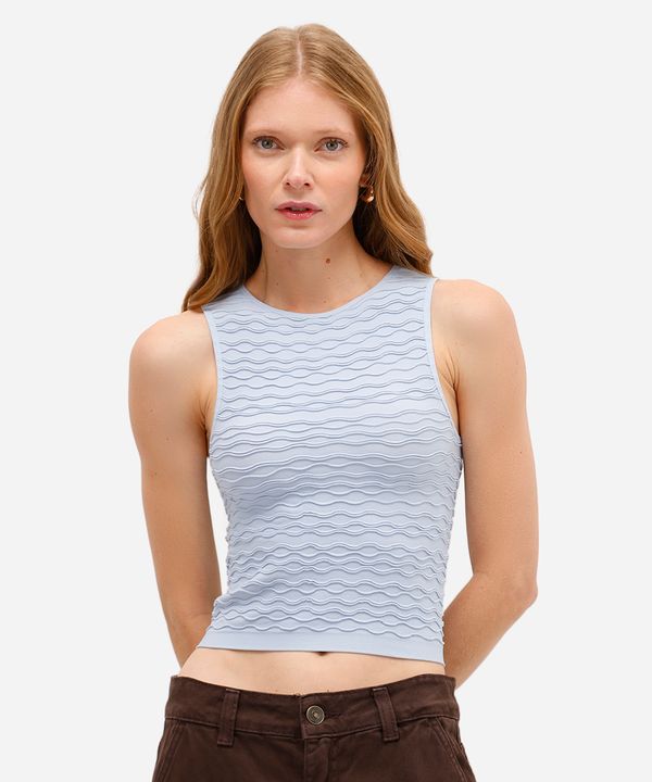 cropped feminino de poliamida texturizado azul M