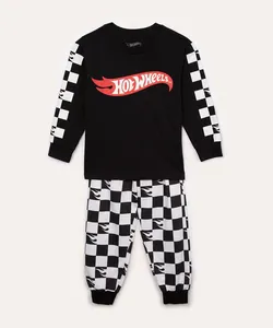 pijama de moletom infantil hot wheels preto 6