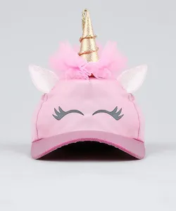 Boné Infantil Aba Curva Unicórnio com Brilho e Lurex Rosa G