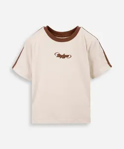 camiseta infantil tokyo com gola contrastante bege 6